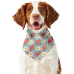 Blue Fried Egg And Bacon Pattern Print Dog Bandana