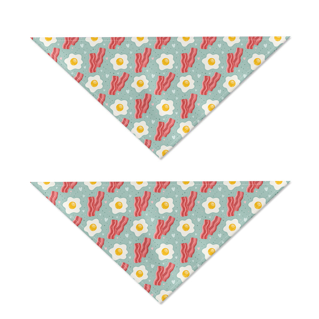 Blue Fried Egg And Bacon Pattern Print Dog Bandana