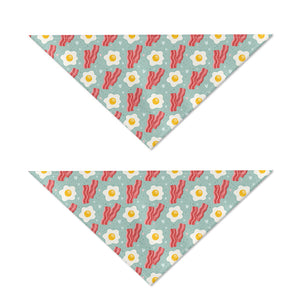 Blue Fried Egg And Bacon Pattern Print Dog Bandana