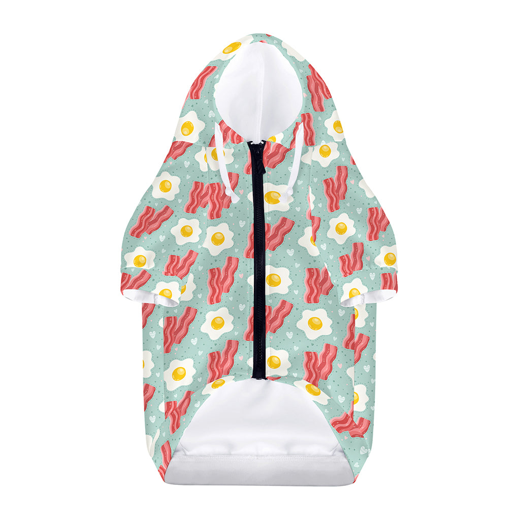 Blue Fried Egg And Bacon Pattern Print Dog Zip Up Hoodie