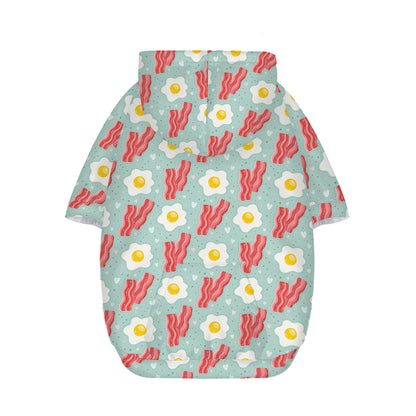 Blue Fried Egg And Bacon Pattern Print Dog Zip Up Hoodie