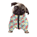 Blue Fried Egg And Bacon Pattern Print Dog Zip Up Jacket