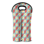 Blue Fried Egg And Bacon Pattern Print Double Neoprene Wine Tote