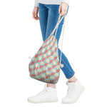 Blue Fried Egg And Bacon Pattern Print Drawstring Bag