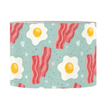 Blue Fried Egg And Bacon Pattern Print Drum Lamp Shade