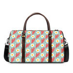 Blue Fried Egg And Bacon Pattern Print Duffle Bag
