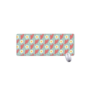 Blue Fried Egg And Bacon Pattern Print Extended Mouse Pad