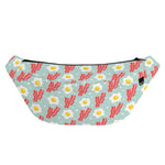Blue Fried Egg And Bacon Pattern Print Fanny Pack