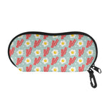 Blue Fried Egg And Bacon Pattern Print Glasses Case