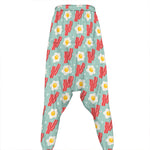 Blue Fried Egg And Bacon Pattern Print Hammer Pants