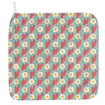 Blue Fried Egg And Bacon Pattern Print Hand Towel