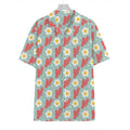 Blue Fried Egg And Bacon Pattern Print Hawaiian Shirt