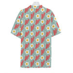 Blue Fried Egg And Bacon Pattern Print Hawaiian Shirt