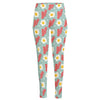 Blue Fried Egg And Bacon Pattern Print High-Waisted Pocket Leggings