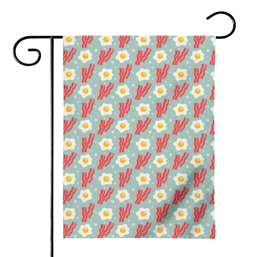 Blue Fried Egg And Bacon Pattern Print House Flag