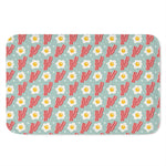 Blue Fried Egg And Bacon Pattern Print Indoor Door Mat