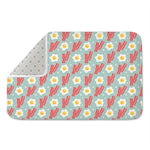 Blue Fried Egg And Bacon Pattern Print Indoor Door Mat