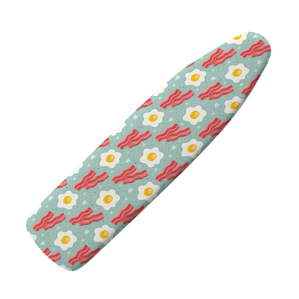 Blue Fried Egg And Bacon Pattern Print Ironing Board Cover