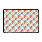 Blue Fried Egg And Bacon Pattern Print Kitchen Mat