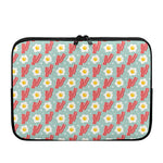 Blue Fried Egg And Bacon Pattern Print Laptop Sleeve