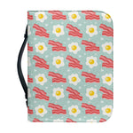 Blue Fried Egg And Bacon Pattern Print Leather Bible Cover