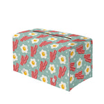 Blue Fried Egg And Bacon Pattern Print Leather Tissue Box Cover