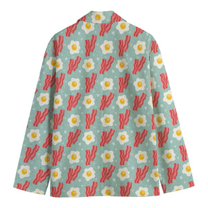 Blue Fried Egg And Bacon Pattern Print Men's Blazer