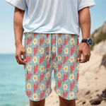 Blue Fried Egg And Bacon Pattern Print Men's Cargo Shorts
