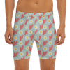 Blue Fried Egg And Bacon Pattern Print Men's Long Boxer Briefs