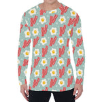 Blue Fried Egg And Bacon Pattern Print Men's Long Sleeve T-Shirt