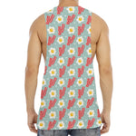 Blue Fried Egg And Bacon Pattern Print Men's Muscle Tank Top