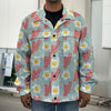 Blue Fried Egg And Bacon Pattern Print Men's Shirt Jacket