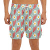 Blue Fried Egg And Bacon Pattern Print Men's Split Running Shorts