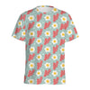 Blue Fried Egg And Bacon Pattern Print Men's Sports T-Shirt