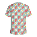 Blue Fried Egg And Bacon Pattern Print Men's Sports T-Shirt