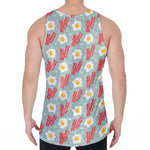 Blue Fried Egg And Bacon Pattern Print Men's Velvet Tank Top