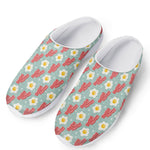Blue Fried Egg And Bacon Pattern Print Mesh Casual Shoes