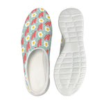 Blue Fried Egg And Bacon Pattern Print Mesh Casual Shoes