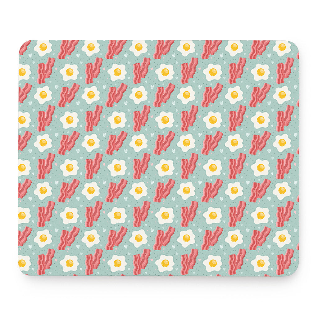 Blue Fried Egg And Bacon Pattern Print Mouse Pad