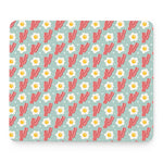 Blue Fried Egg And Bacon Pattern Print Mouse Pad