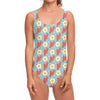 Blue Fried Egg And Bacon Pattern Print One Piece Swimsuit