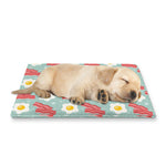 Blue Fried Egg And Bacon Pattern Print Pet Cooling Mat Cover