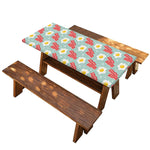 Blue Fried Egg And Bacon Pattern Print Picnic Table Cover