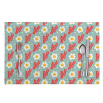 Blue Fried Egg And Bacon Pattern Print Placemat