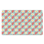 Blue Fried Egg And Bacon Pattern Print Polyester Doormat