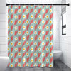 Blue Fried Egg And Bacon Pattern Print Premium Shower Curtain