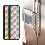 Blue Fried Egg And Bacon Pattern Print Refrigerator Handle Covers
