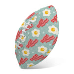 Blue Fried Egg And Bacon Pattern Print Rugby Ball
