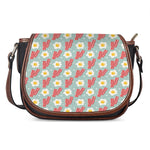 Blue Fried Egg And Bacon Pattern Print Saddle Bag