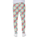 Blue Fried Egg And Bacon Pattern Print Scuba Joggers